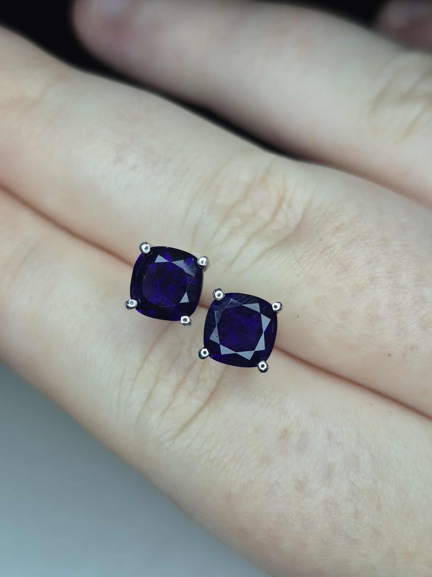 2.77ct AAA African Amethyst Stud Earrings in Platinum Overlay 925 Sterling Silver