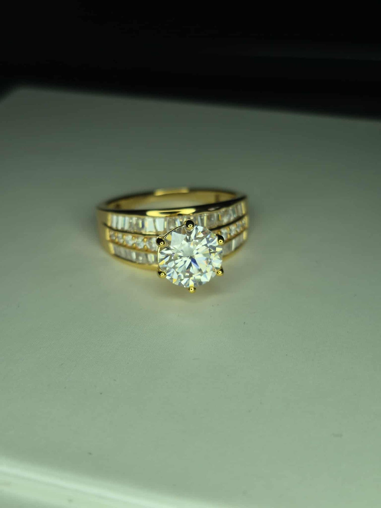 3.15ct Moissanite Ring in 18K Gold Overlay 925 Sterling Silver SIZE R