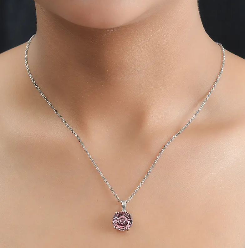 4.700ct. Pink Swarovski Pendant 925 Sterling Silver with platinum overlay