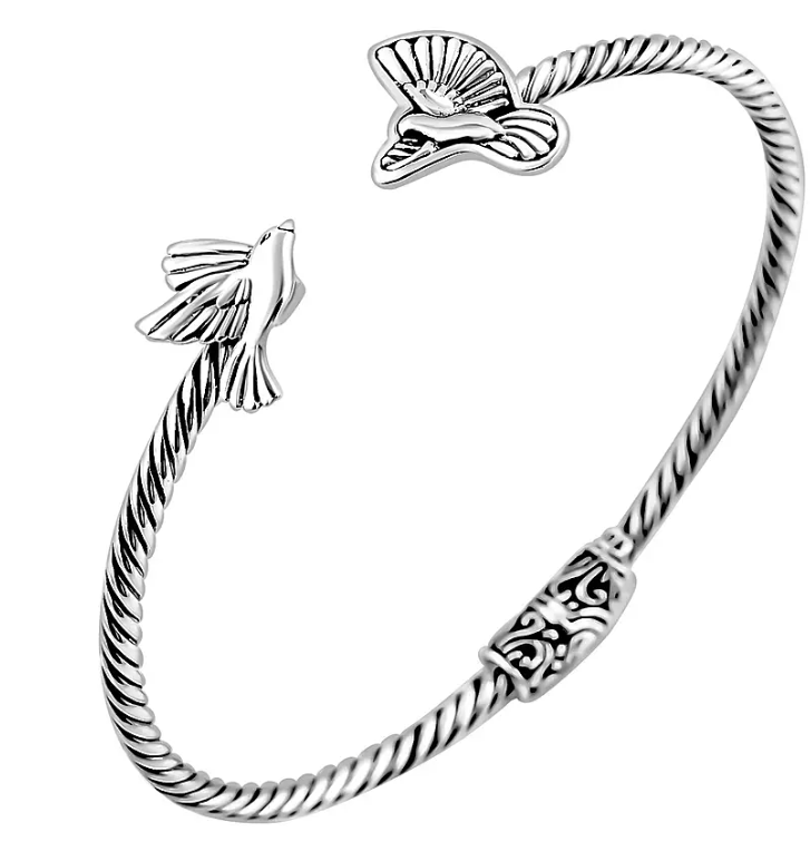 Hand Made Sterling Silver Bird Cuff Bangle Size 7.5inch