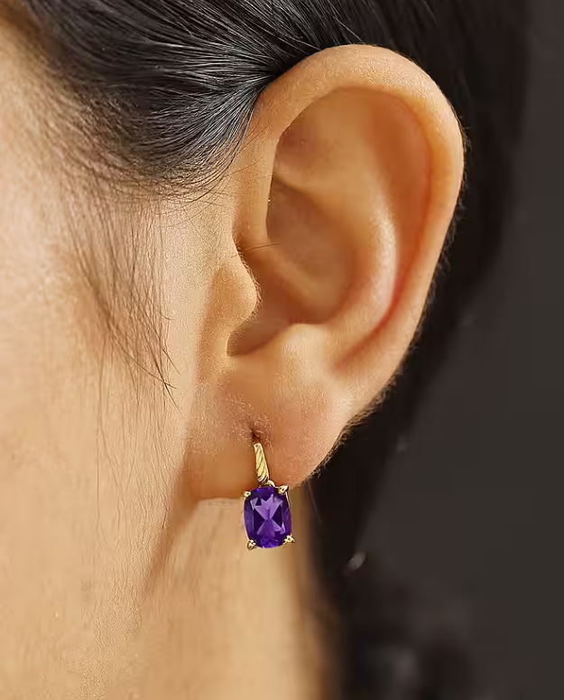 AAA African Amethyst Earrings in 18K Gold Overlay 925 Sterling Silver