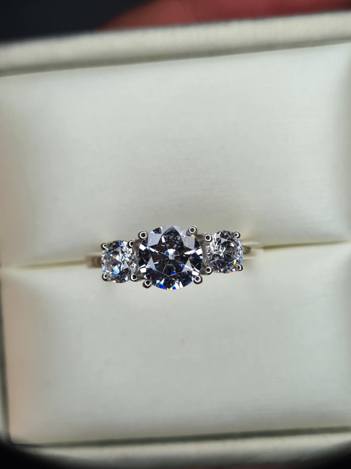 3.75ct Swarovski Zirconia Trilogy Ring in Rhodium Overlay 925 Sterling Silver