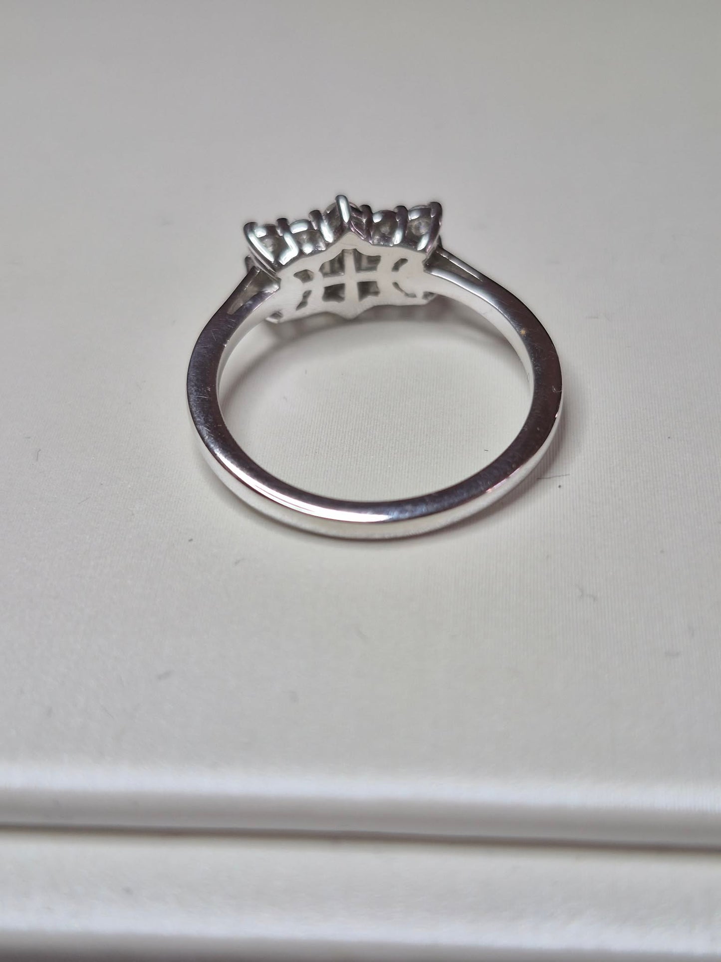 Moissanite Boat Ring in Platinum Overlay 925 Sterling Silver SIZE M