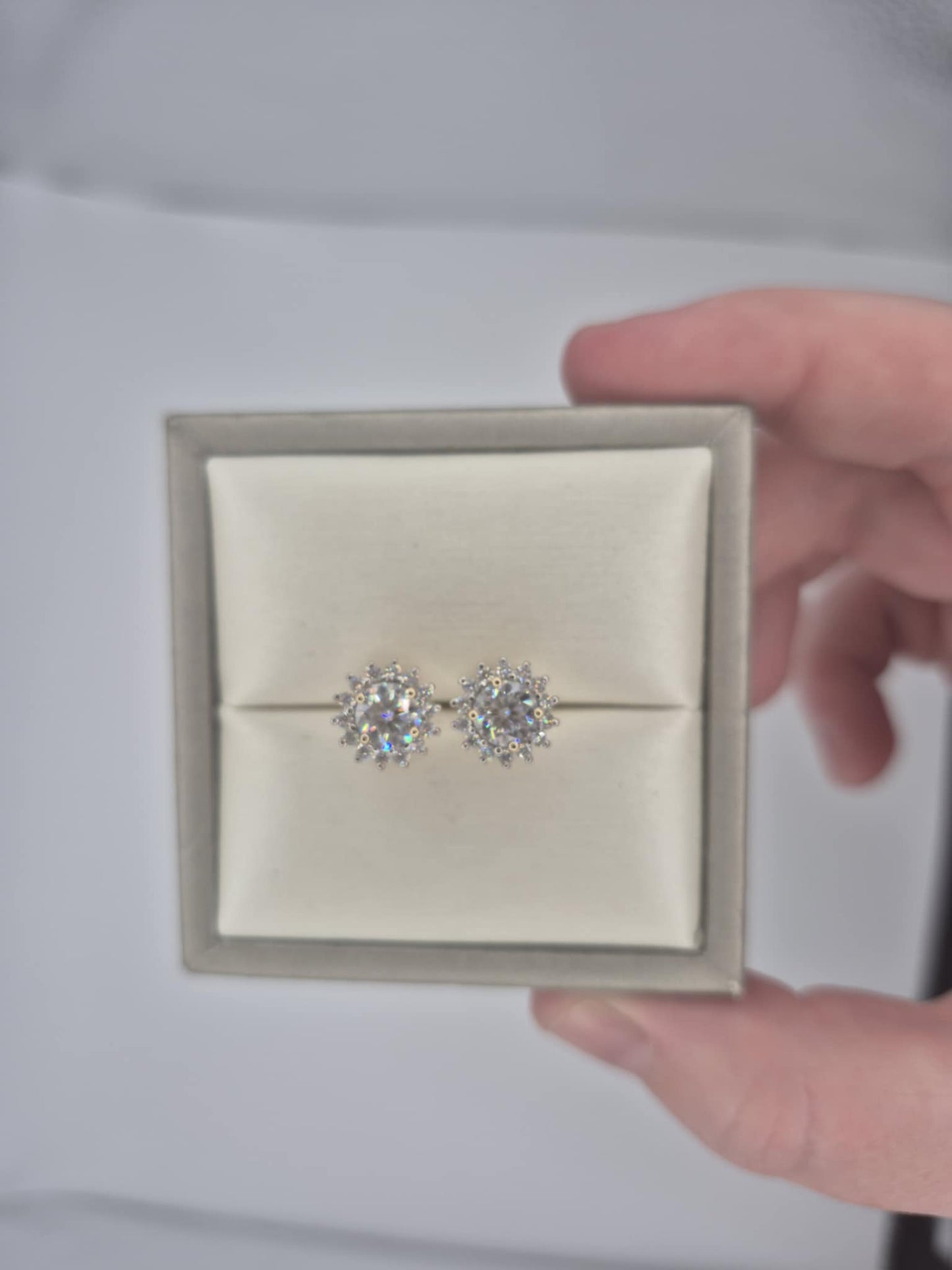 1.90ct 9K Yellow Gold Moissanite Halo Stud Earrings