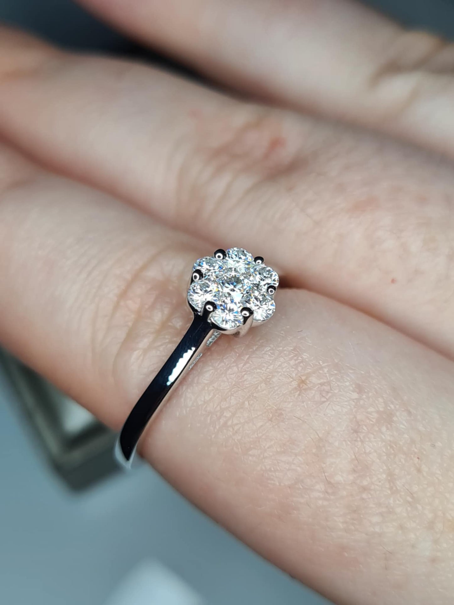 0.466ct. Moissanite Ring in Platinum Overlay 925 Sterling Silver SIZE R