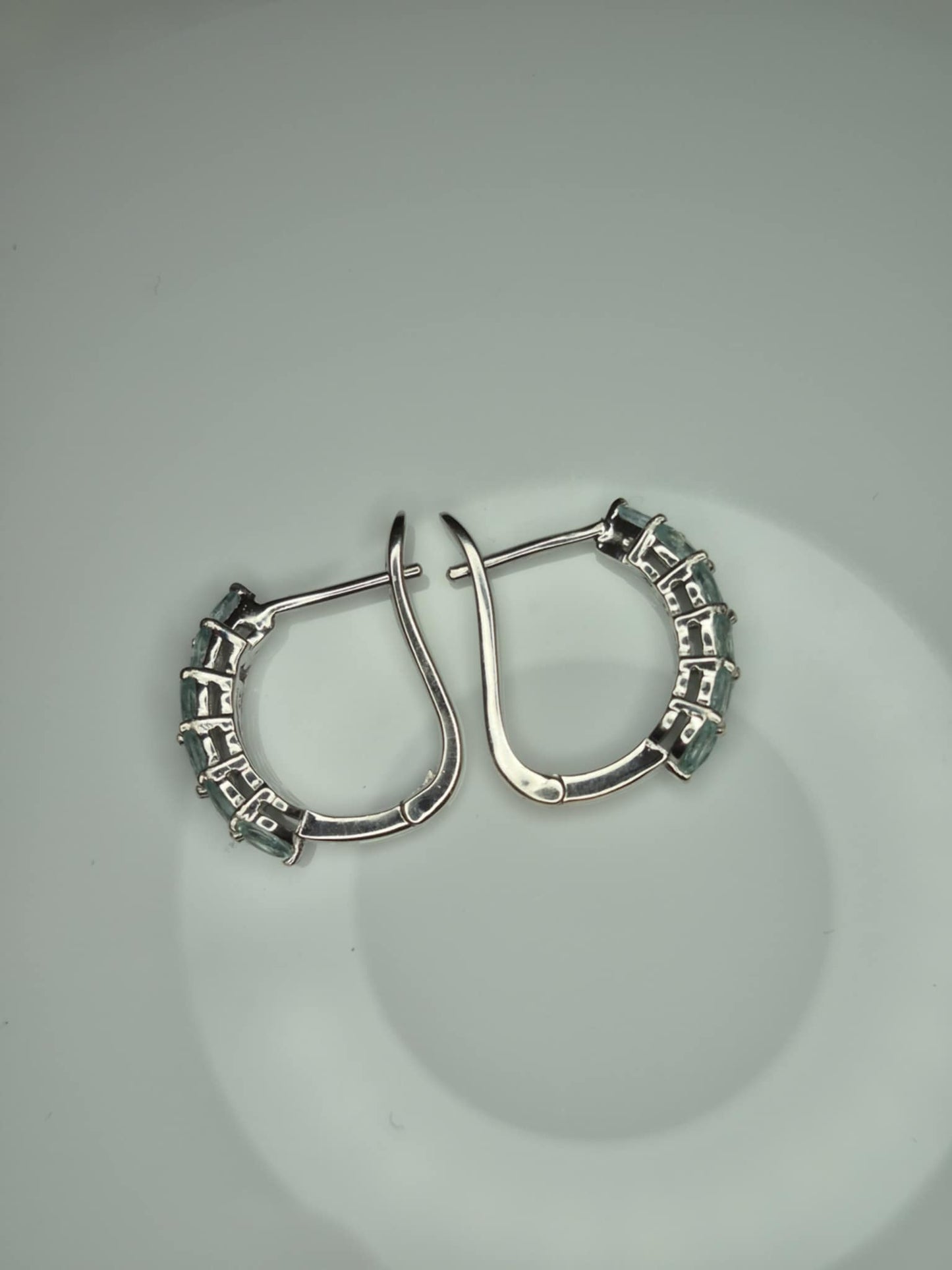 2ct Lagoon Apatite Small Hoop Earrings in Rhodium Overlay 925 Sterling Silver