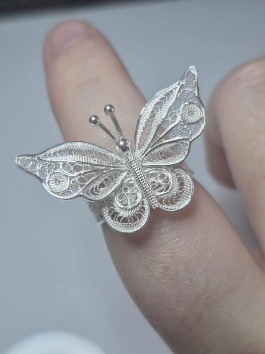Hand Made Butterfly Ring in 925 Sterling Silver