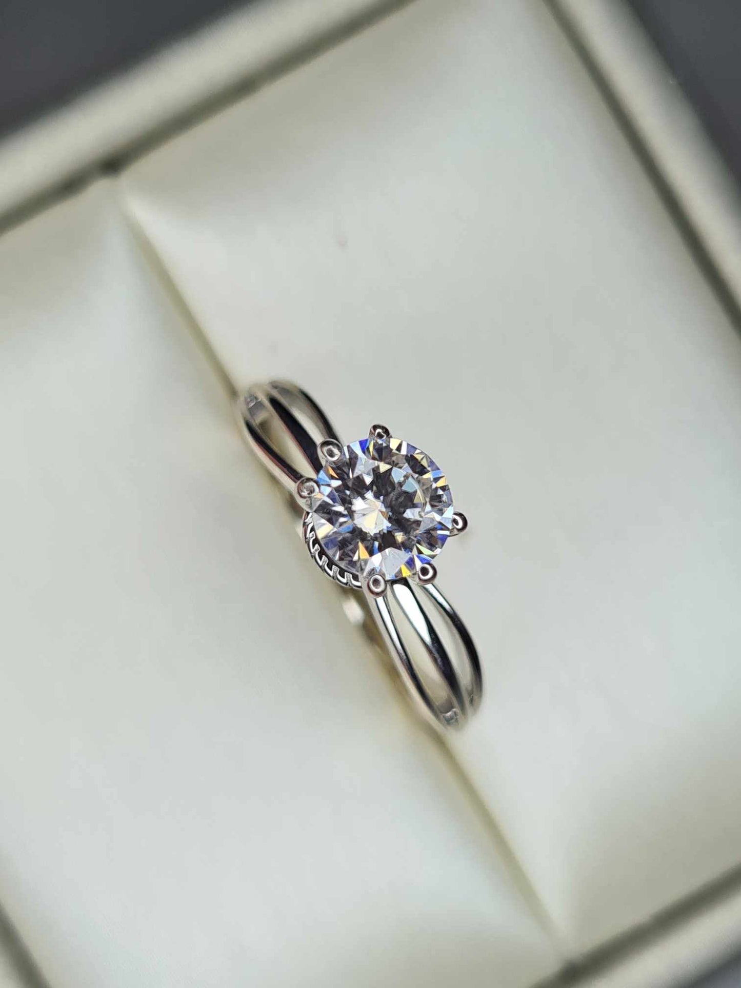 0.722ct. Moissanite Solitaire Ring 925 Sterling Silver Platinum Overlay SIZES L,M,S