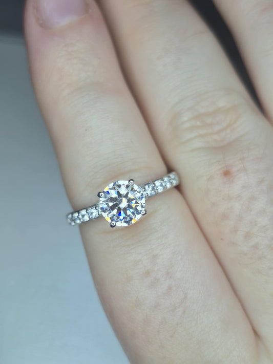 2.86ct Swarovski Zirconia Solitaire Ring in Rhodium Overlay 925 Sterling Silver