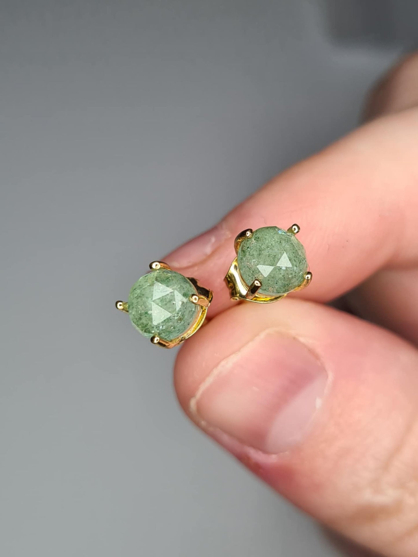 1.93ct Green Quartz Solitaire Stud Earrings in 9K Gold Overlay 925 Sterling Silver