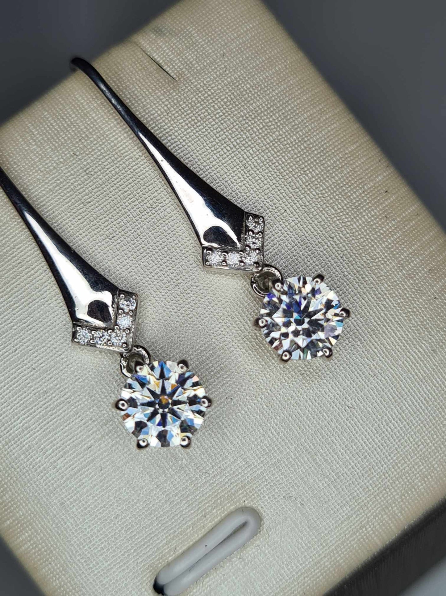 1.52ct Moissanite Drop Earrings in Rhodium Overlay 925 Sterling Silver