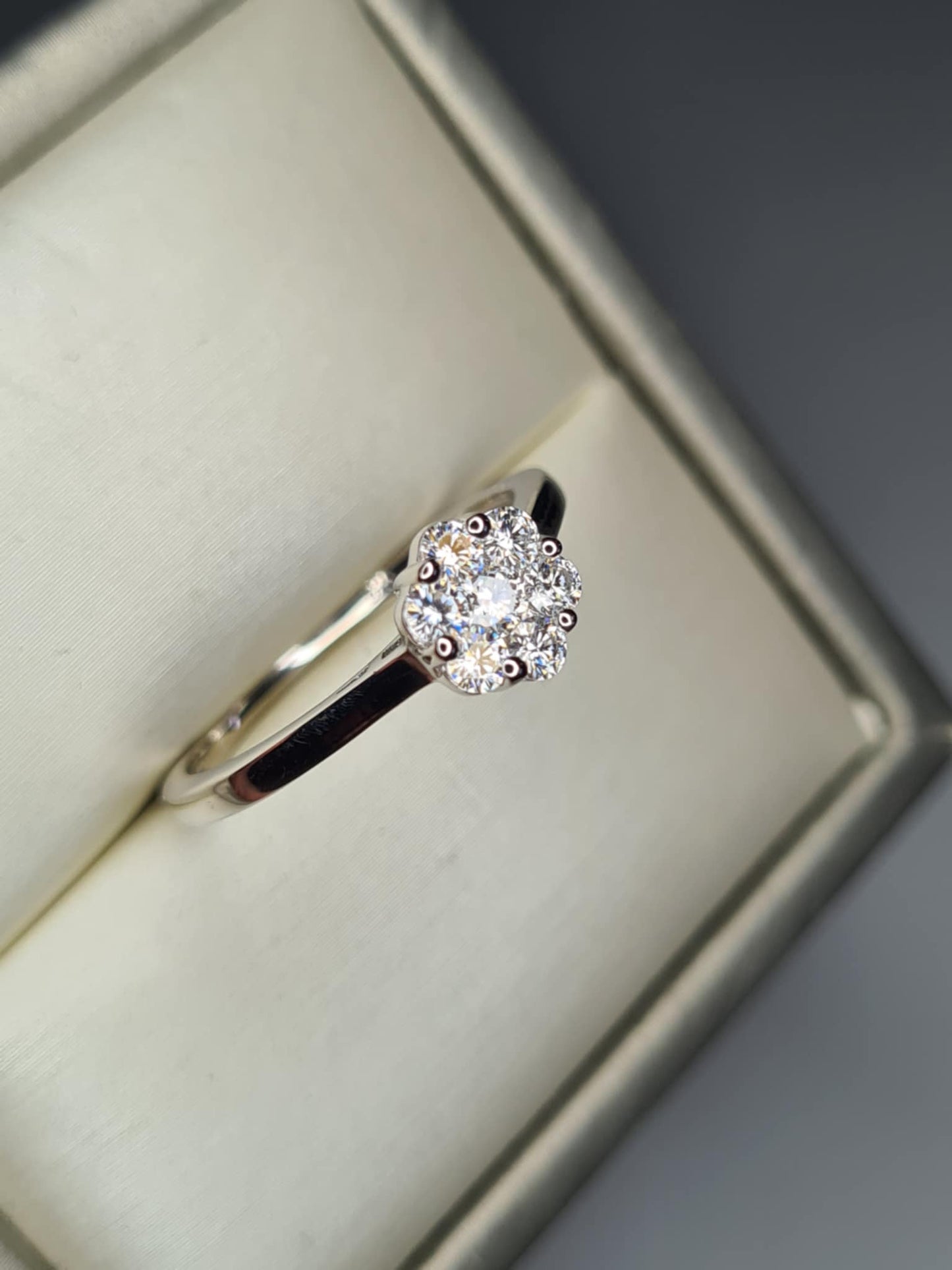 0.466ct. Moissanite Ring in Platinum Overlay 925 Sterling Silver SIZE R