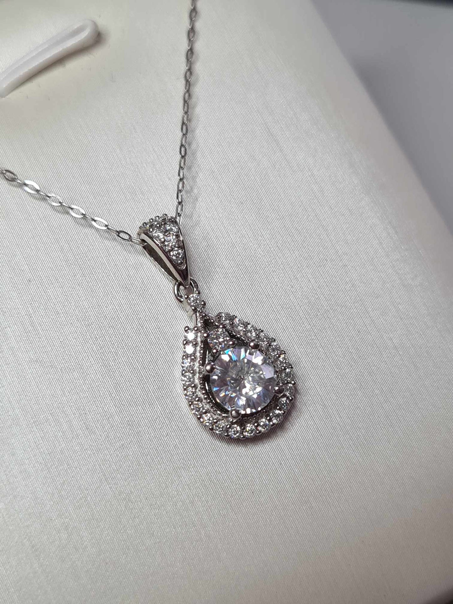 1.08ct Moissanite Necklace in Rhodium Overlay 925 Sterling Silver