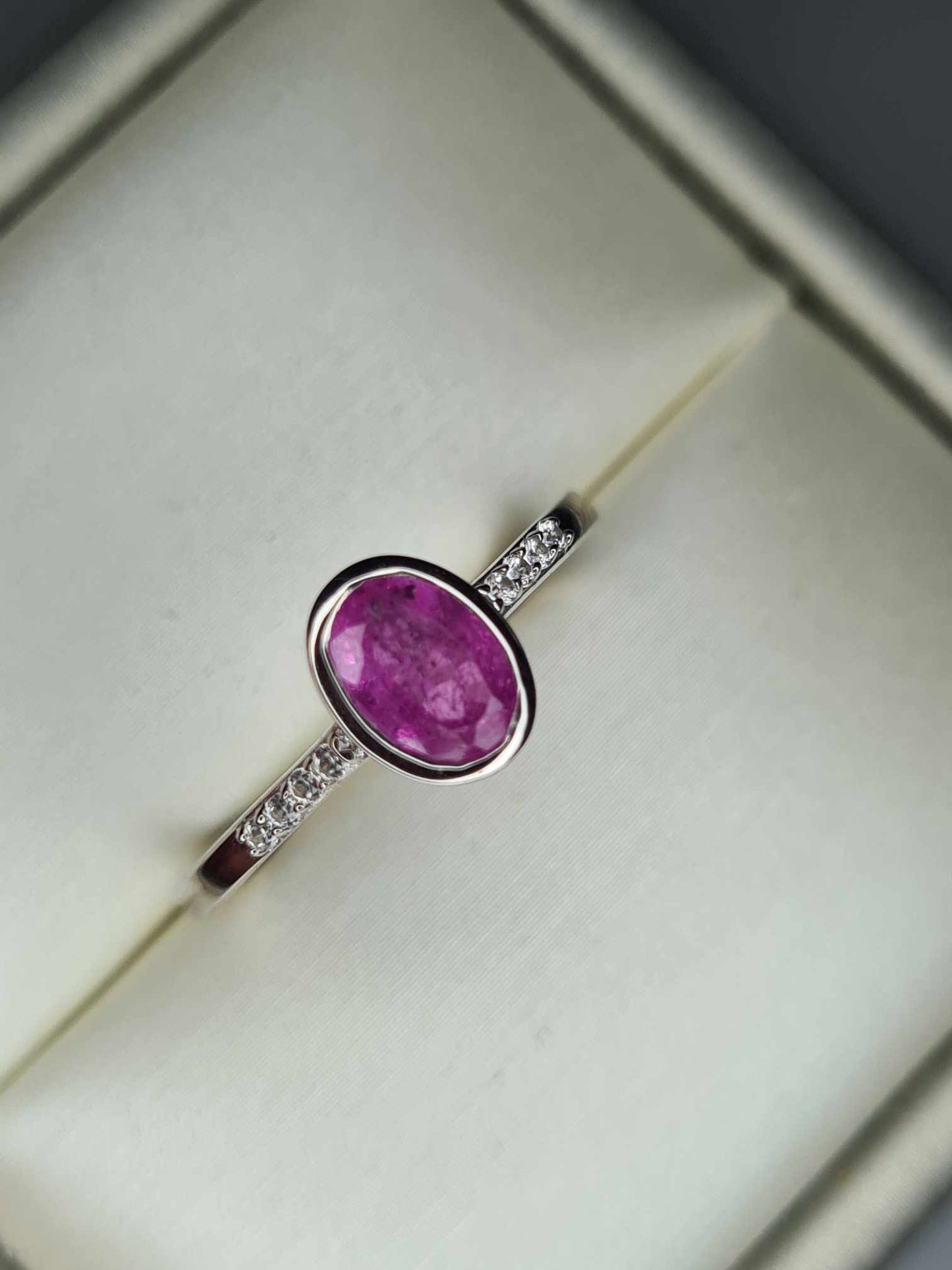 1.22ct Sapphire Natural Zircon Ring in Platinum Overlay 925 Sterling Silver SIZES L,O