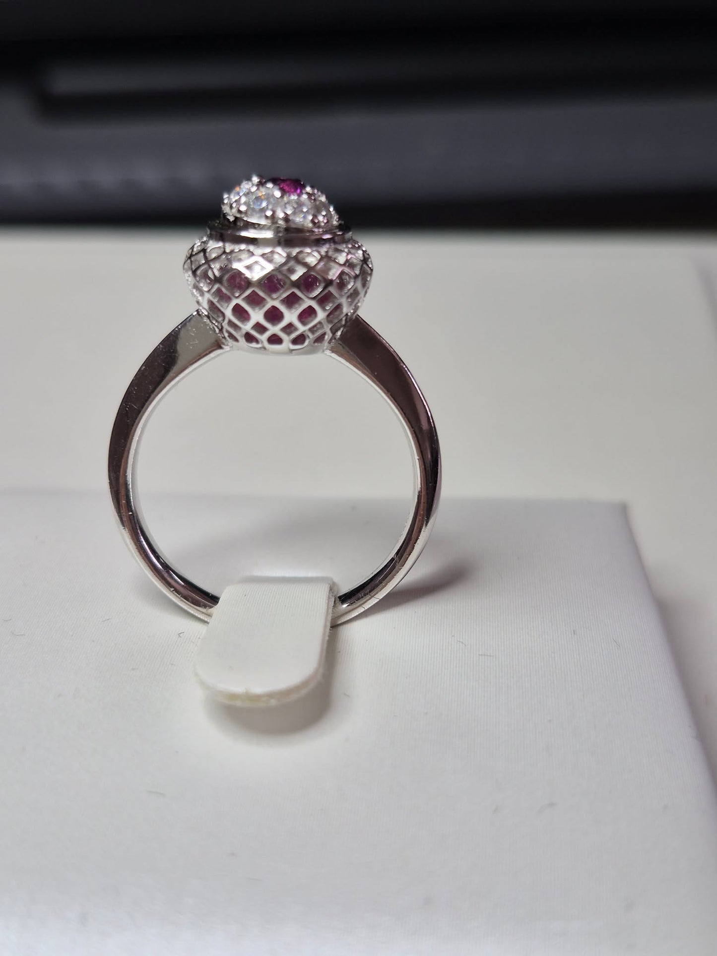 2.32ct Pink Spinel Ring in Rhodium Overlay 925 Sterling Silver SIZE N