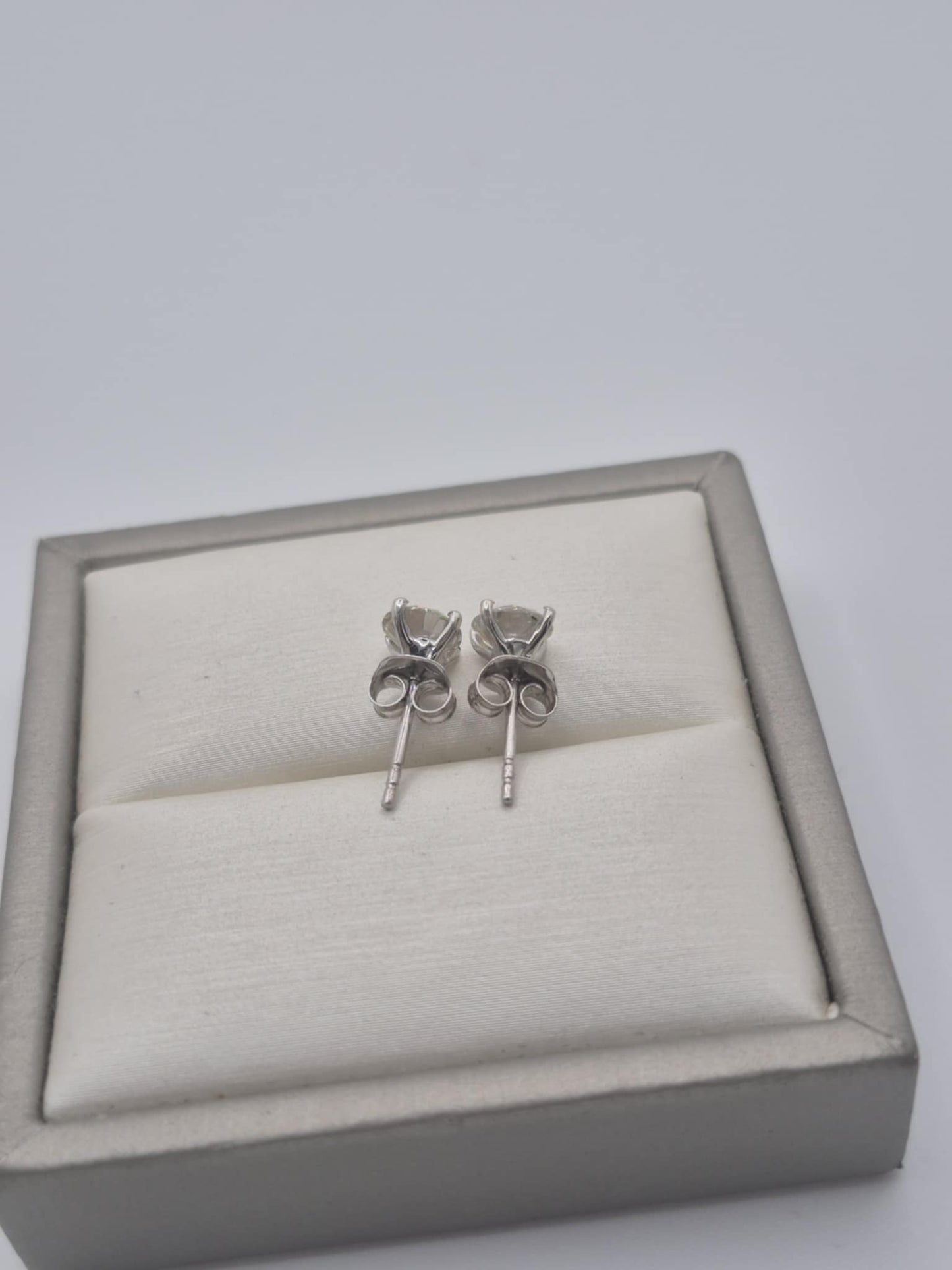 1.50ct Dichroic Luminous Moissanite Solitaire Stud Earrings in Rhodium Overlay 925 Sterling Silver