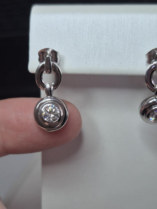 0.864ct Moissanite Dangling Earrings in Rhodium Overlay 925 Sterling Silver