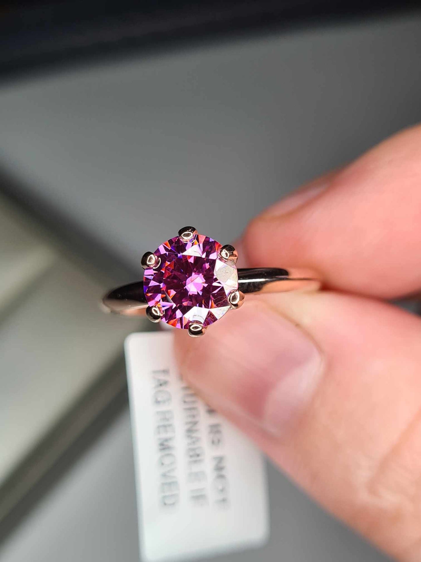 1.50 Ct. Pink Moissanite Solitaire Ring in 18K Rose Gold 925 sterling silver