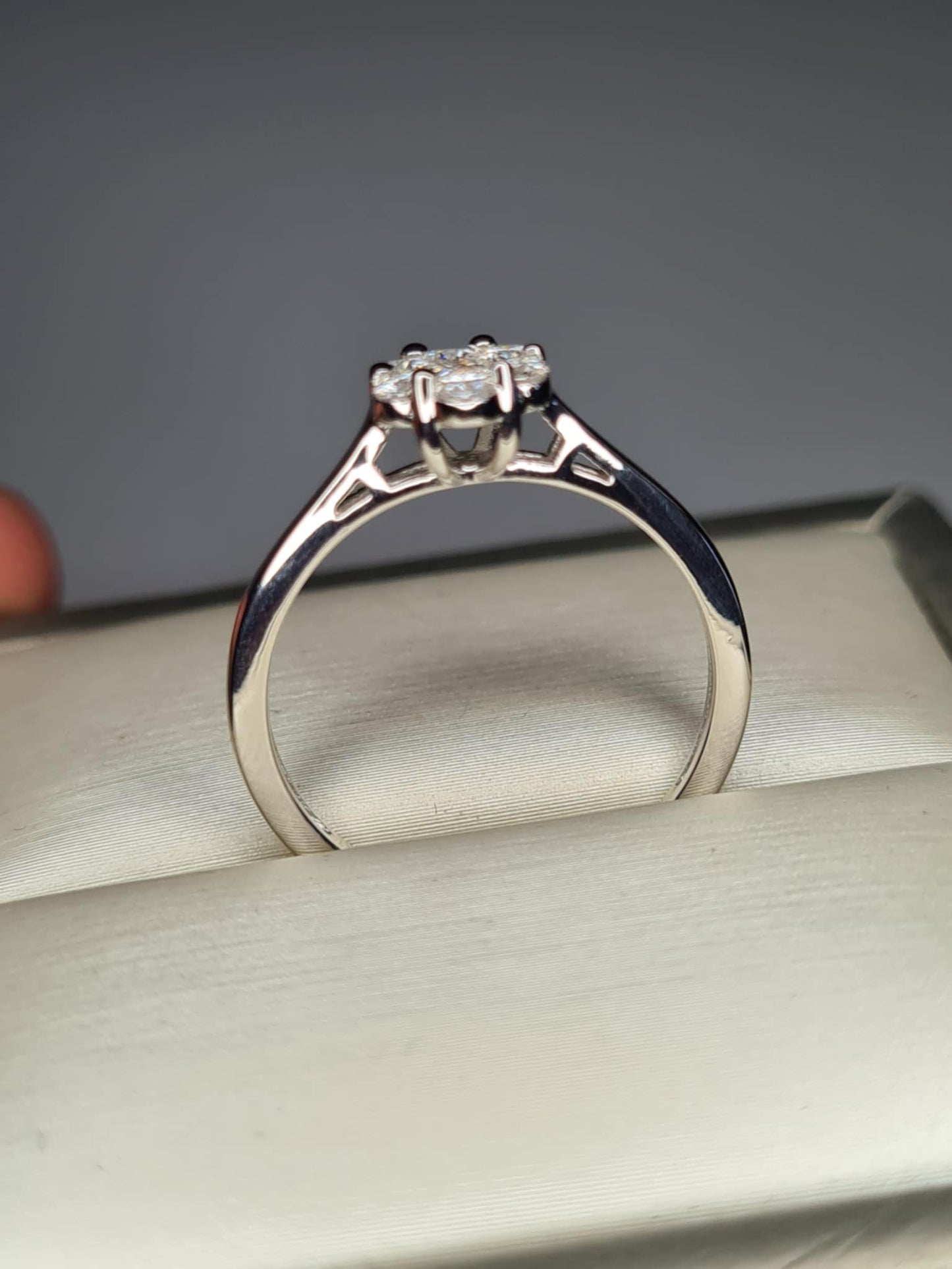 0.466ct. Moissanite Ring in Platinum Overlay 925 Sterling Silver SIZE R