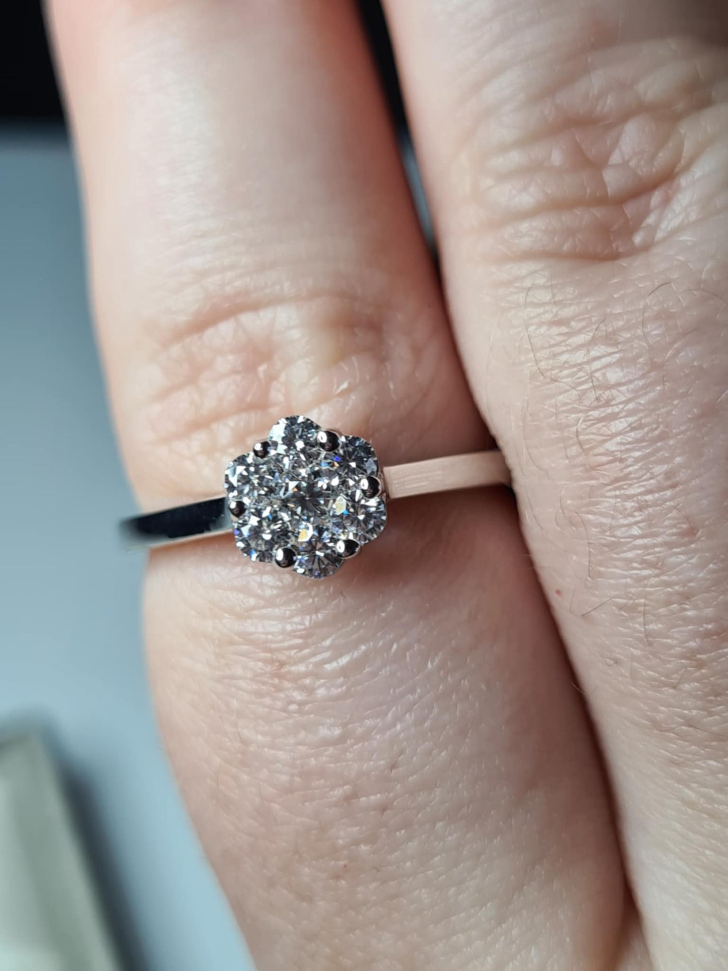 0.466ct. Moissanite Ring in Platinum Overlay 925 Sterling Silver SIZE R