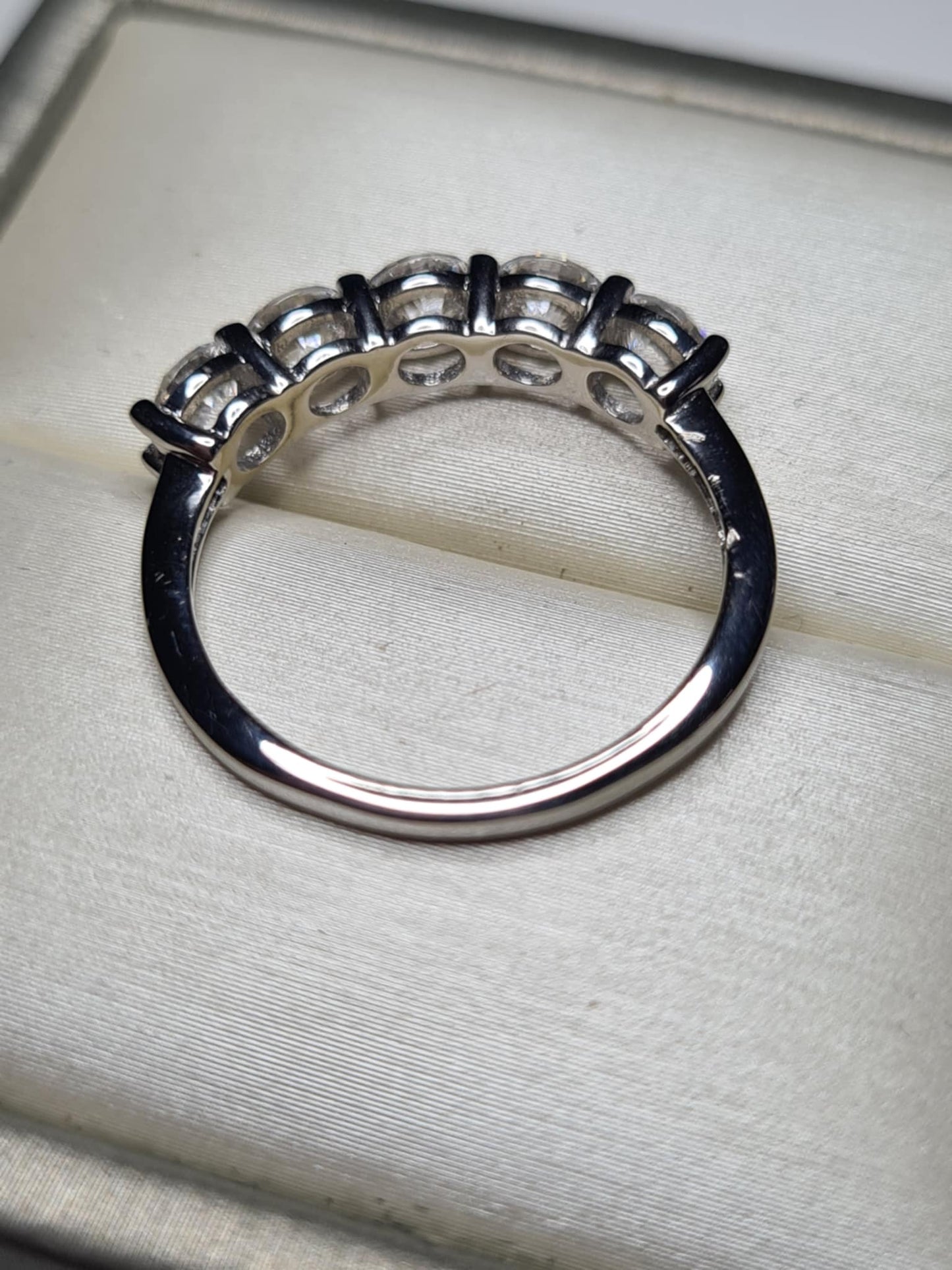 3.25ct Swarovski Zirconia 5 Stone Ring in Rhodium Overlay 925 Sterling Silver