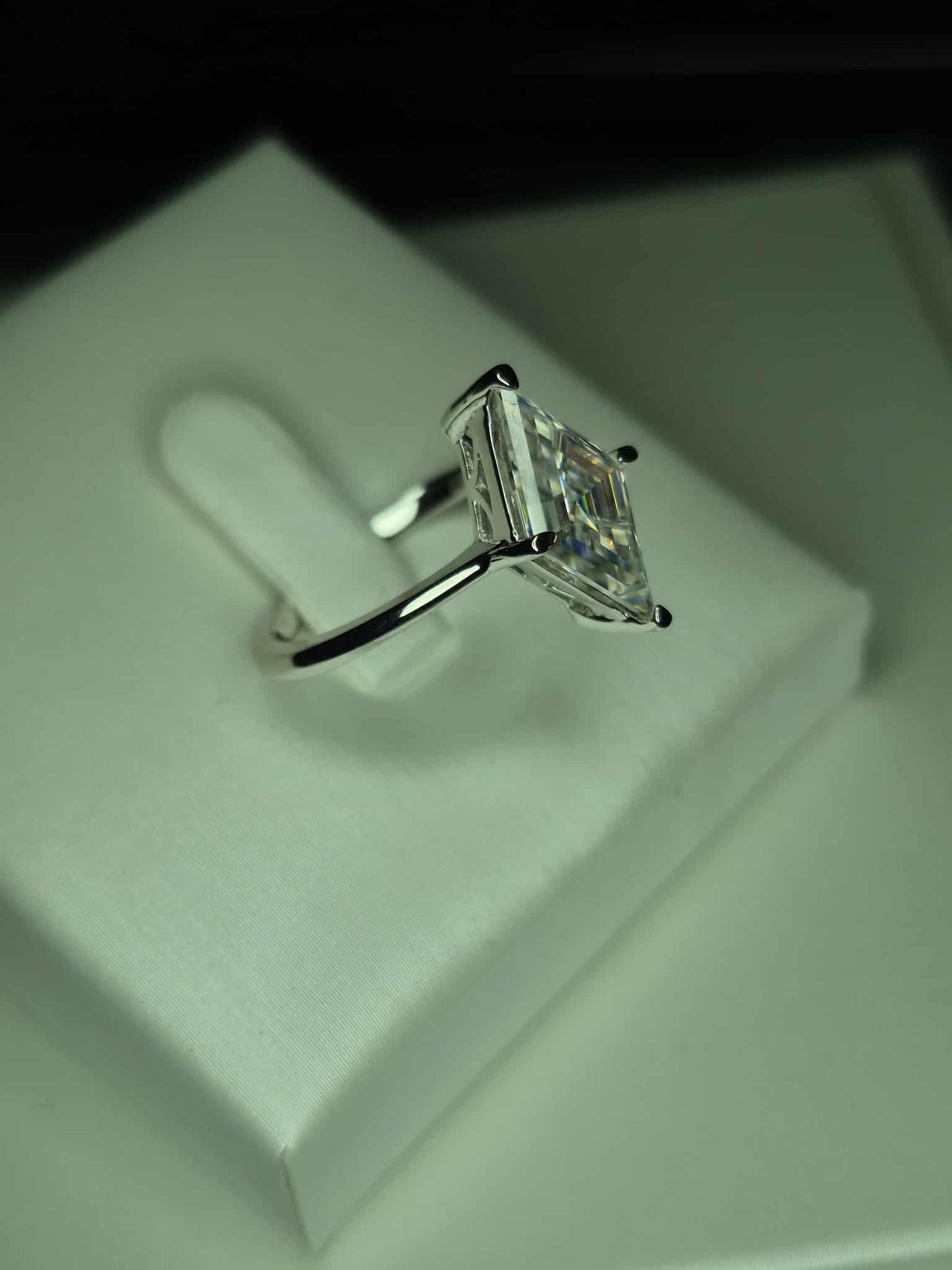 2.40ct Moissanite Solitaire Ring in Rhodium Overlay 925 Sterling Silver SIZE O
