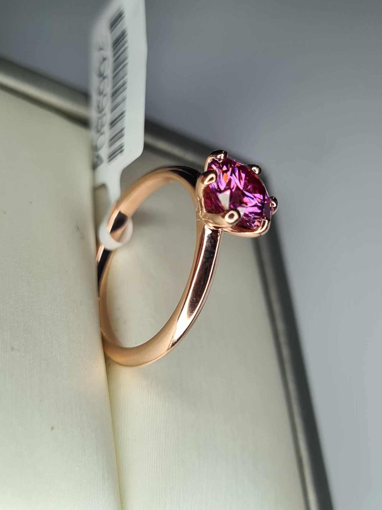 1.50 Ct. Pink Moissanite Solitaire Ring in 18K Rose Gold 925 sterling silver