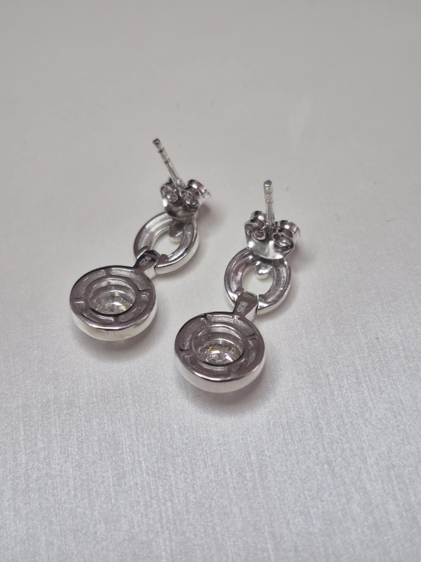 0.864ct Moissanite Dangling Earrings in Rhodium Overlay 925 Sterling Silver
