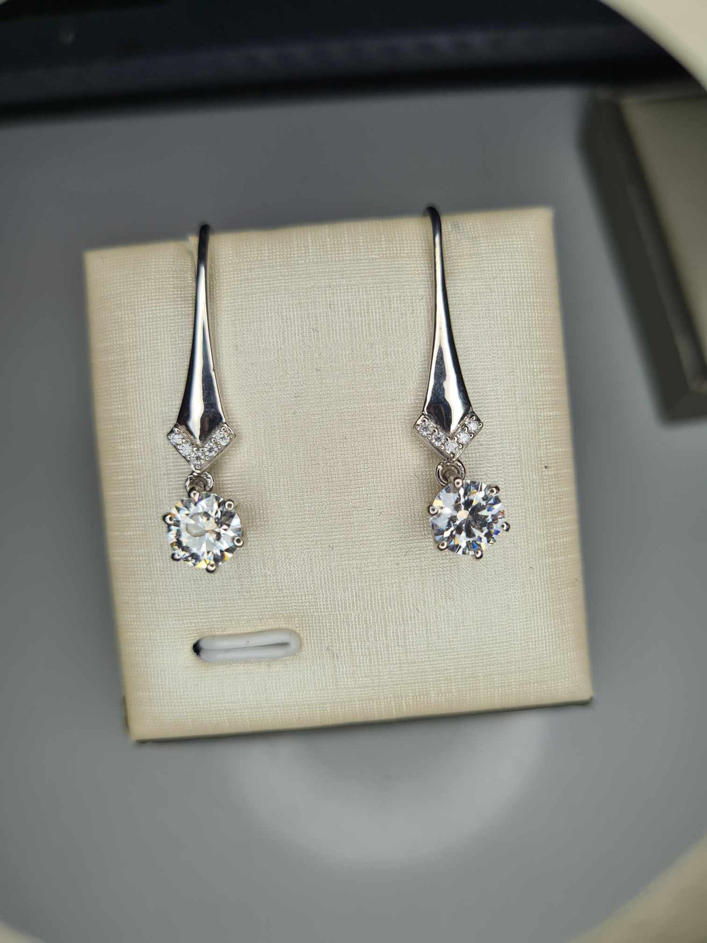 1.52ct Moissanite Drop Earrings in Rhodium Overlay 925 Sterling Silver