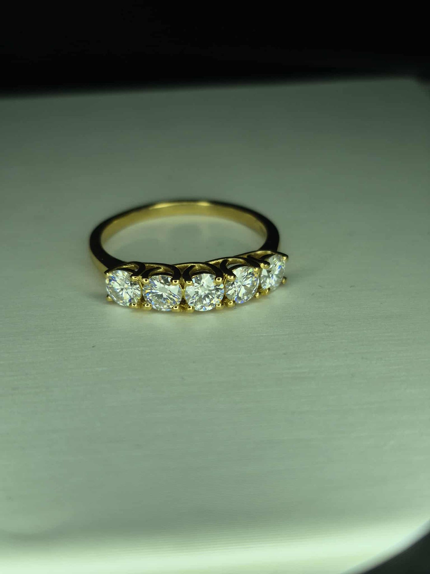 1ct Moissanite 5 Stone Ring in 18K Gold 925 Sterling Silver SIZE Q