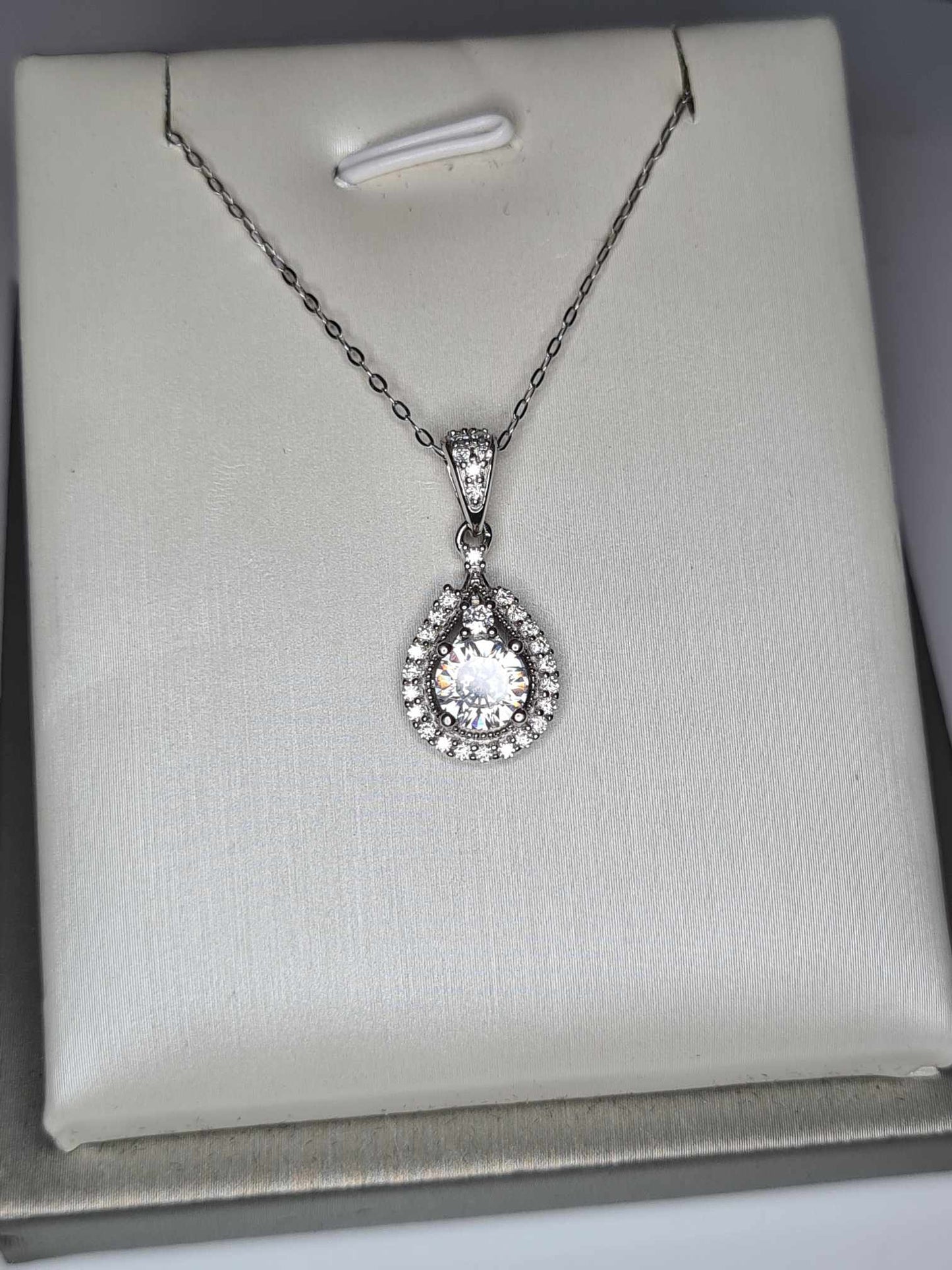 1.08ct Moissanite Necklace in Rhodium Overlay 925 Sterling Silver