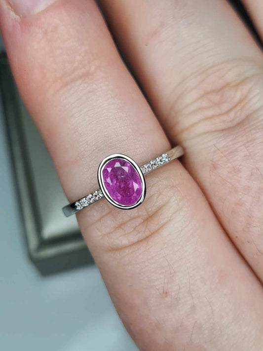 1.22ct Sapphire Natural Zircon Ring in Platinum Overlay 925 Sterling Silver SIZES L,O