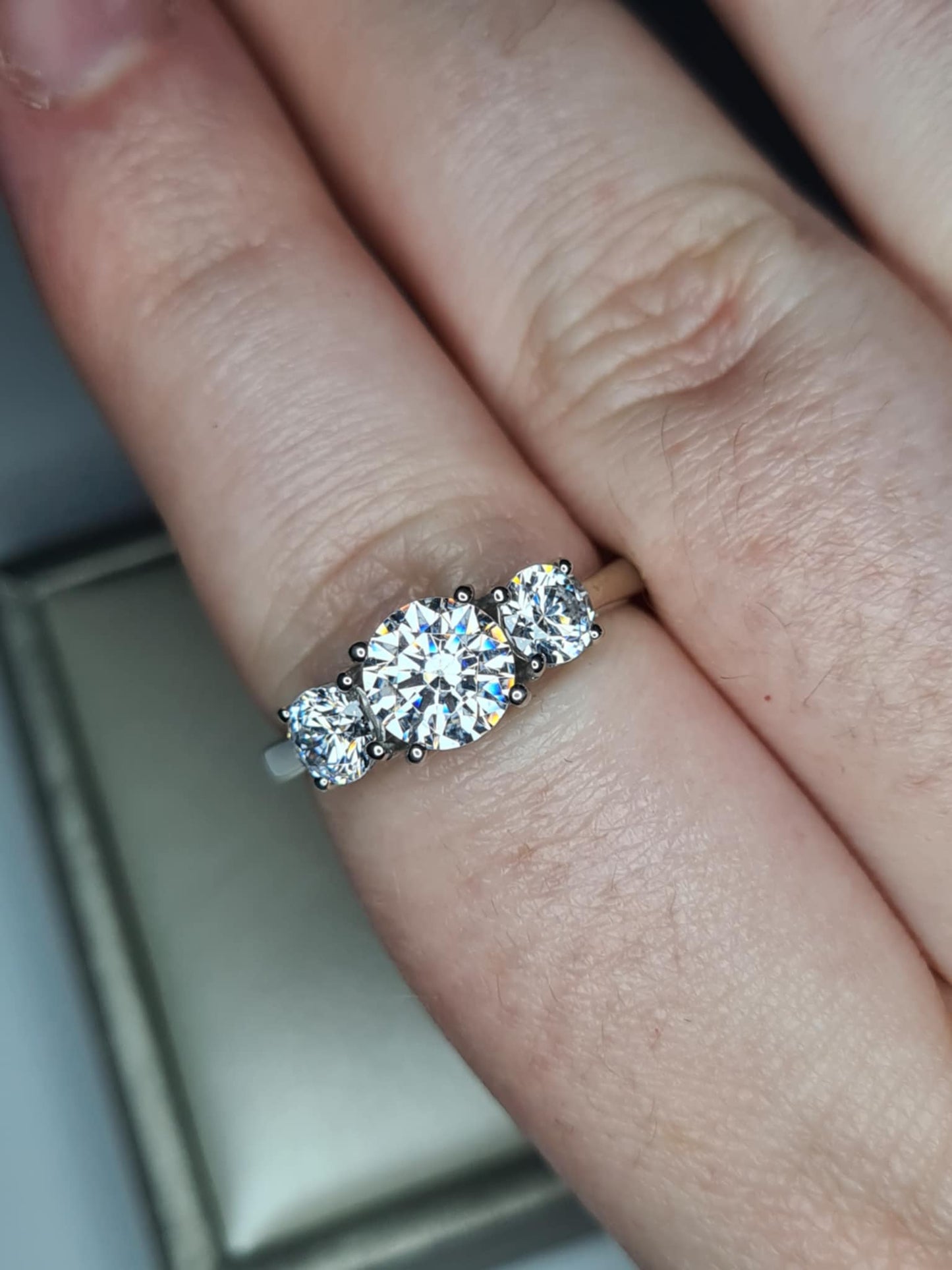 3.75ct Swarovski Zirconia Trilogy Ring in Rhodium Overlay 925 Sterling Silver