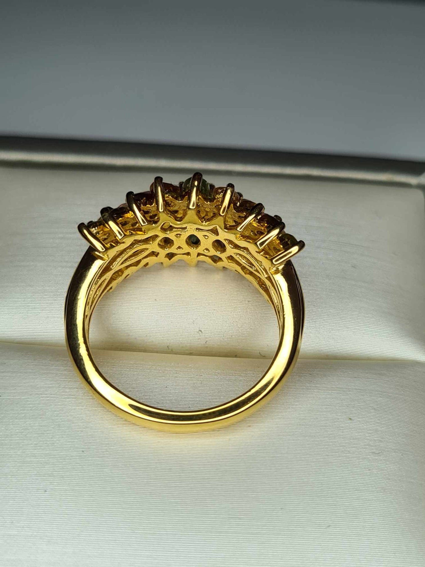 Multi-Tourmaline Cluster Ring in 18K Yellow Gold Vermeil Sterling Silver 2.18 Ct.