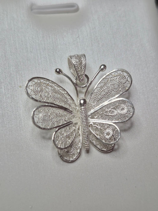 Hand Made Butterfly Pendant 925 Sterling Silver
