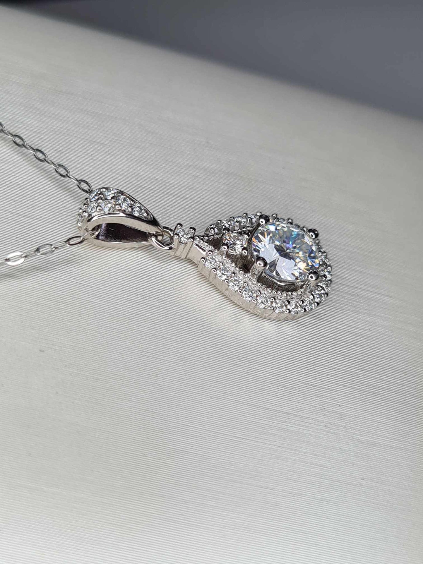 1.08ct Moissanite Necklace in Rhodium Overlay 925 Sterling Silver