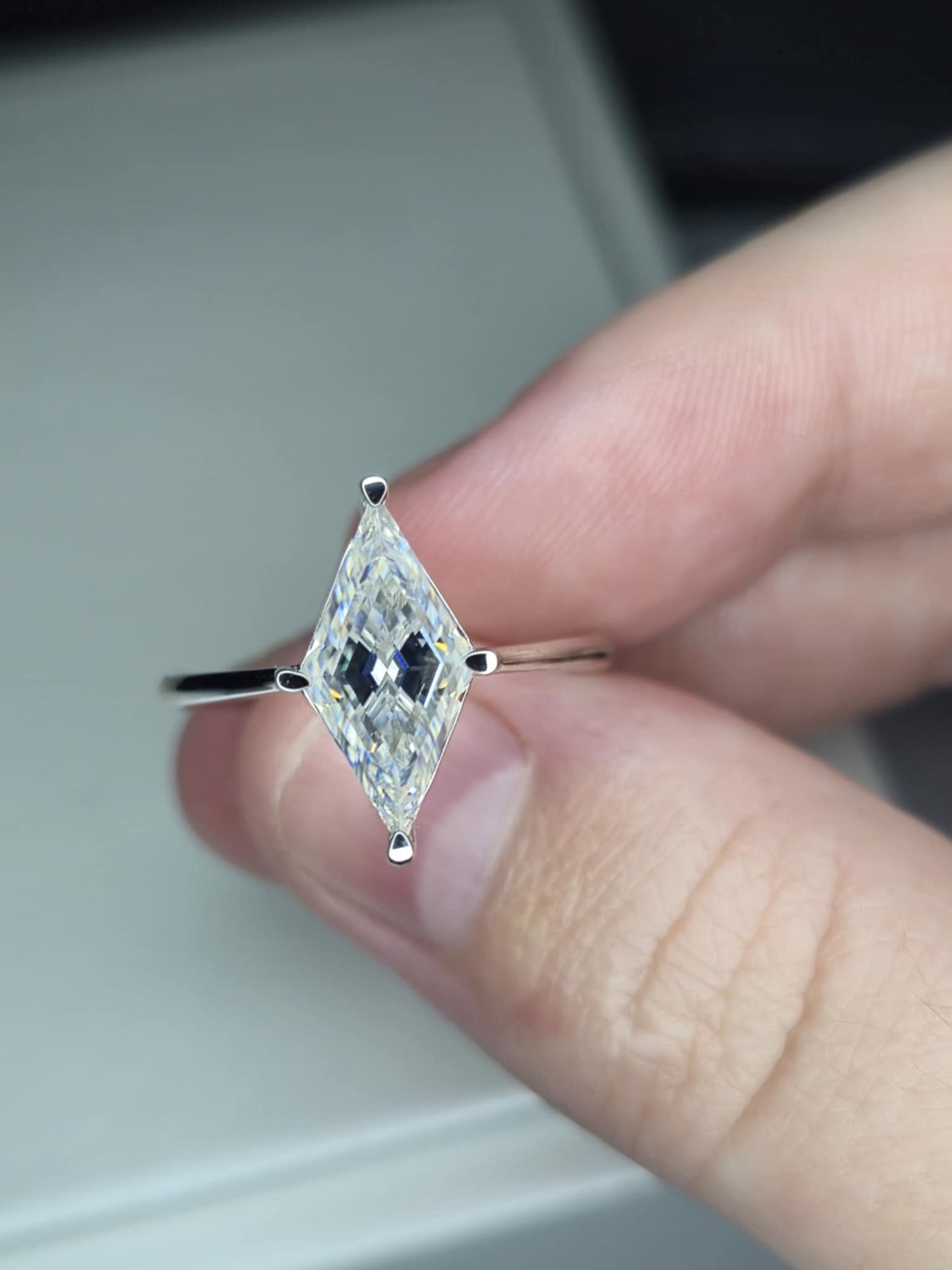 2.40ct Moissanite Solitaire Ring in Rhodium Overlay 925 Sterling Silver SIZE O