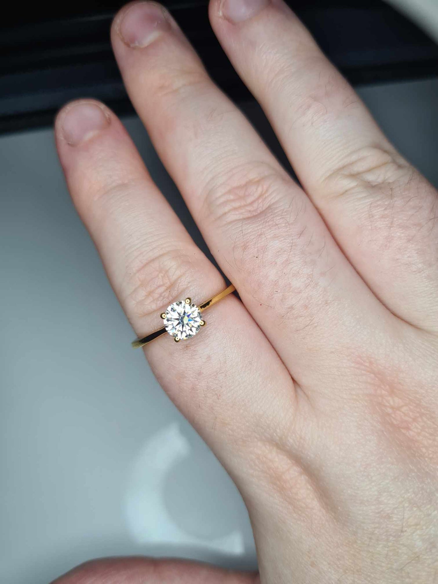 1ct Moissanite Solitaire Ring 14k Gold Overlay 925 Sterling Silver SIZE V