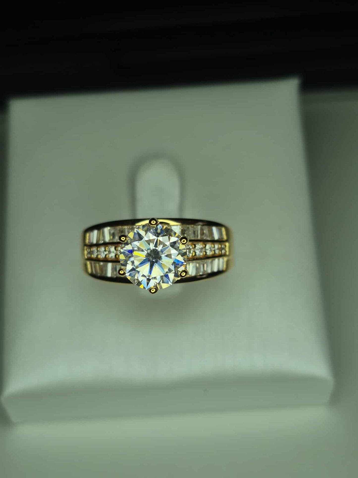 3.15ct Moissanite Ring in 18K Gold Overlay 925 Sterling Silver SIZE R