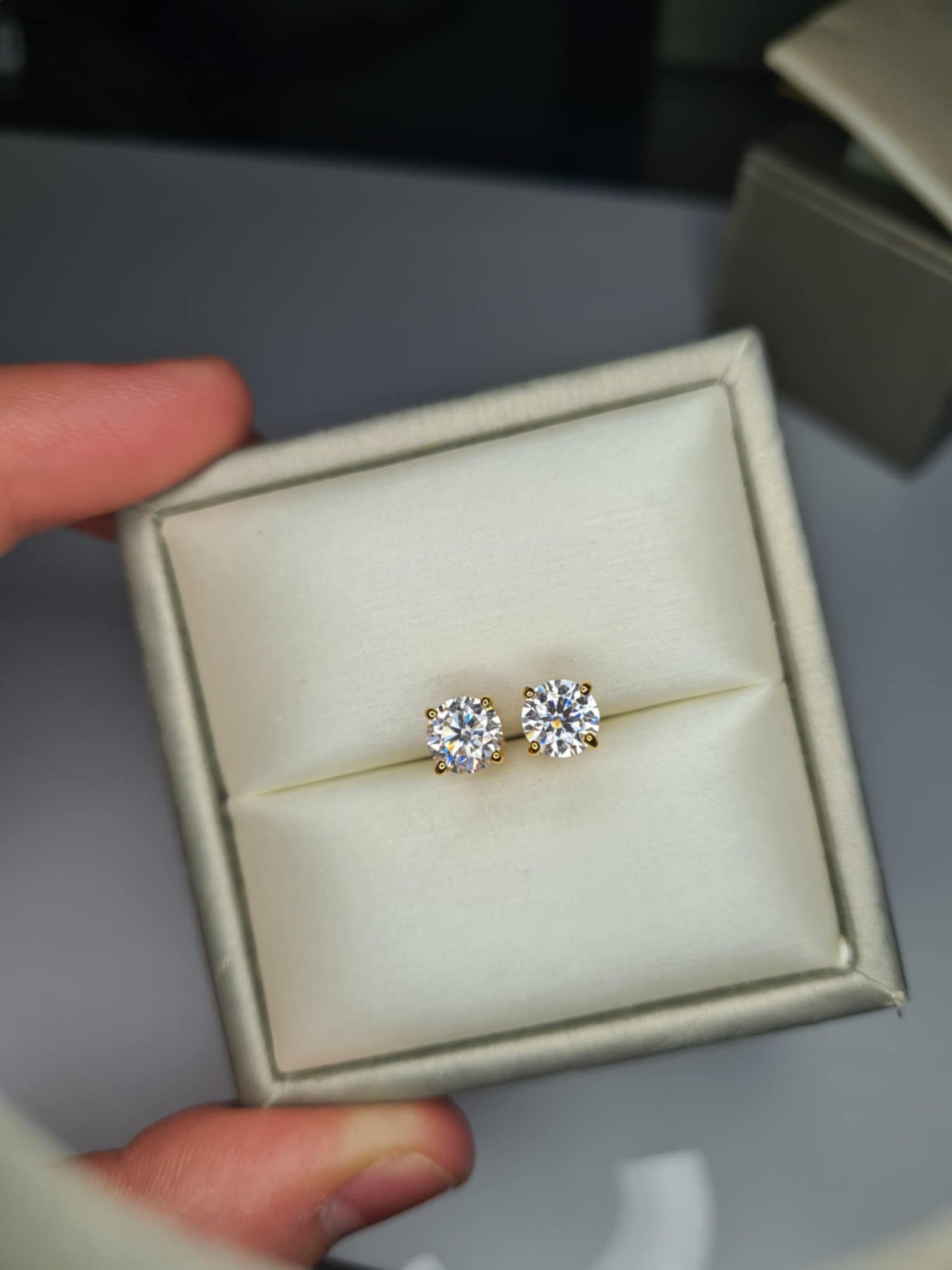 1.50ct Moissanite Solitaire stud Earring 18k Gold Overlay 925 Sterling Silver