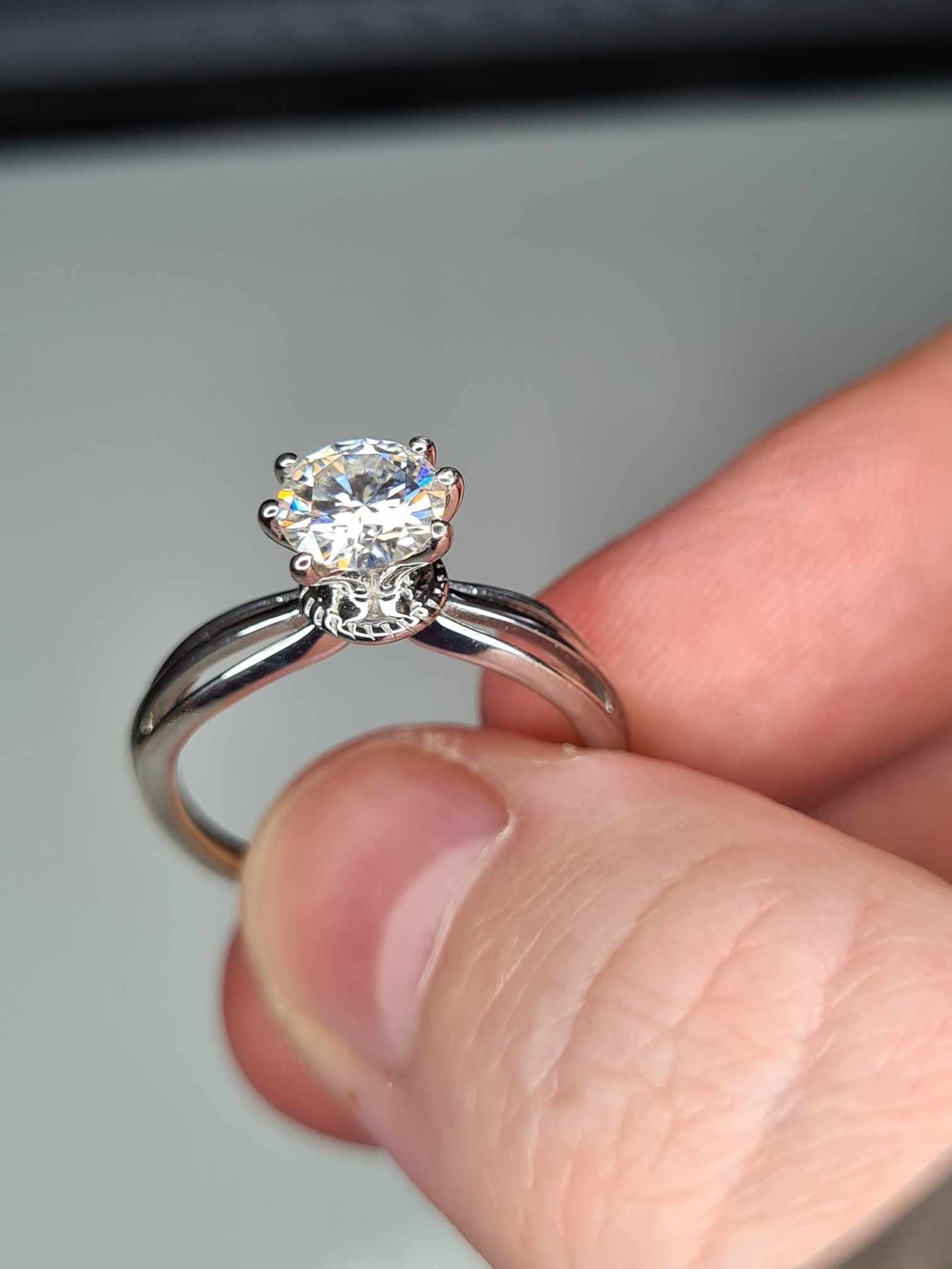 0.722ct. Moissanite Solitaire Ring 925 Sterling Silver Platinum Overlay SIZES L,M,S