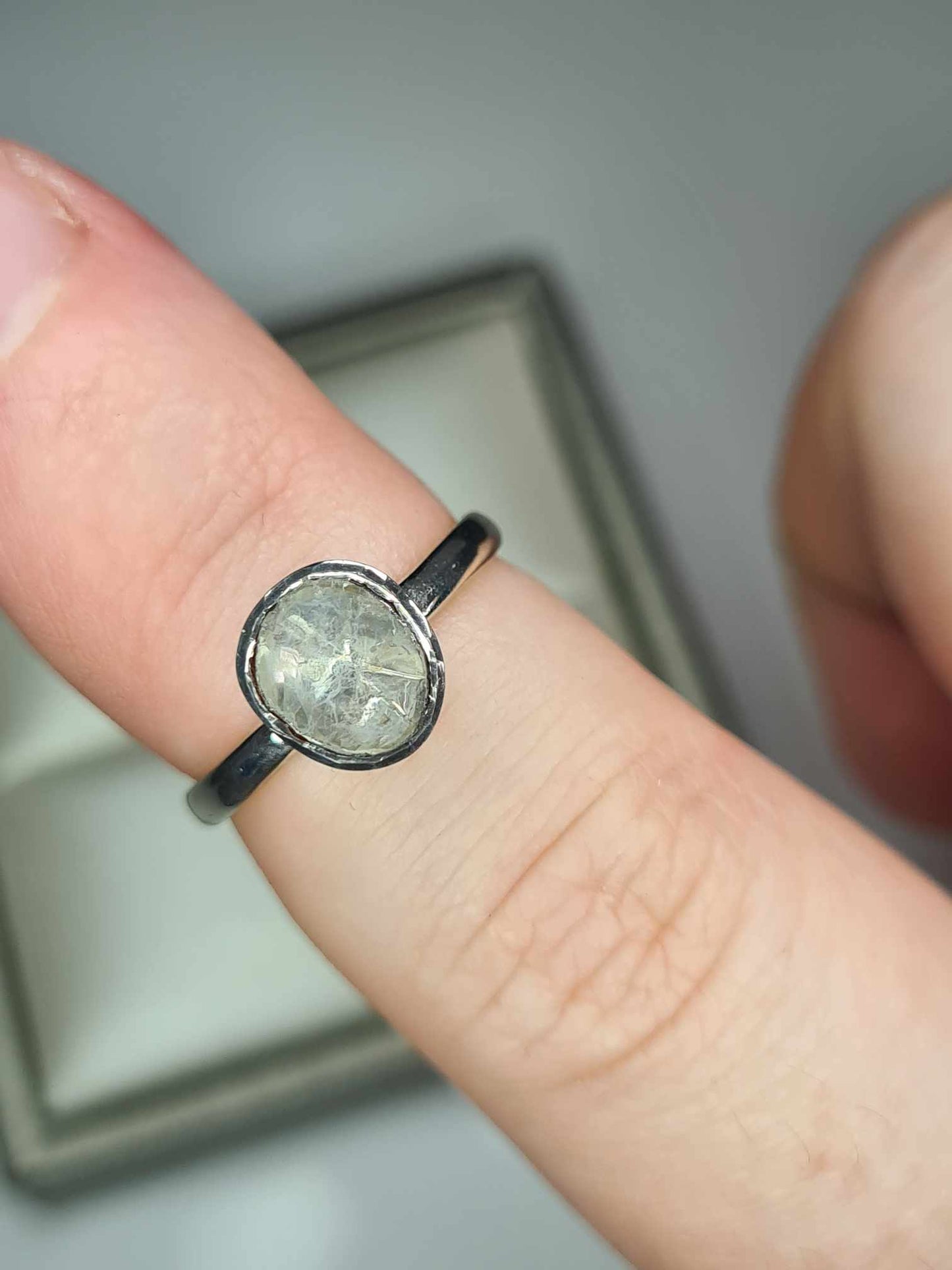 0.25ct Polki Diamond Solitaire Ring in Platinum Overlay 925 Sterling Silver SIZE J