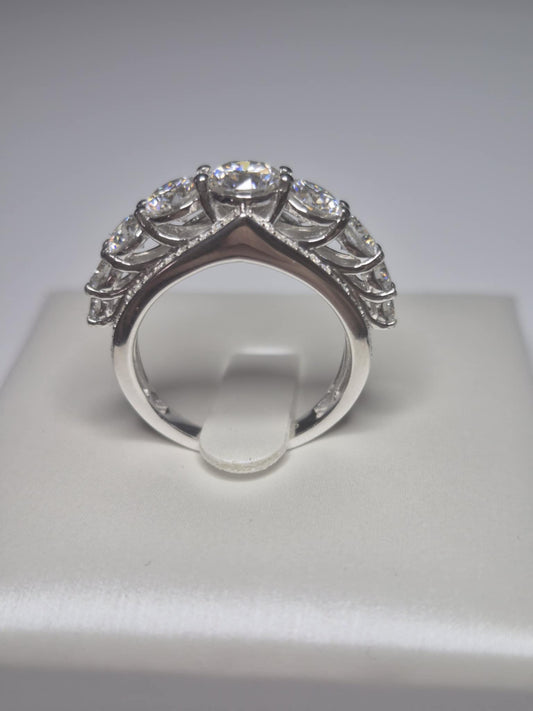 3.15ct Moissanite WishBone Ring 925 Sterling Silver With Rhodium Overlay