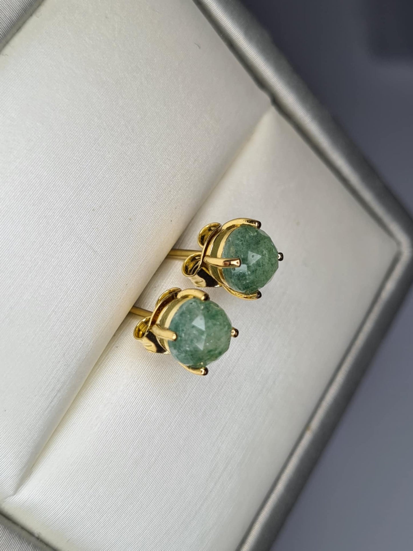 1.93ct Green Quartz Solitaire Stud Earrings in 9K Gold Overlay 925 Sterling Silver