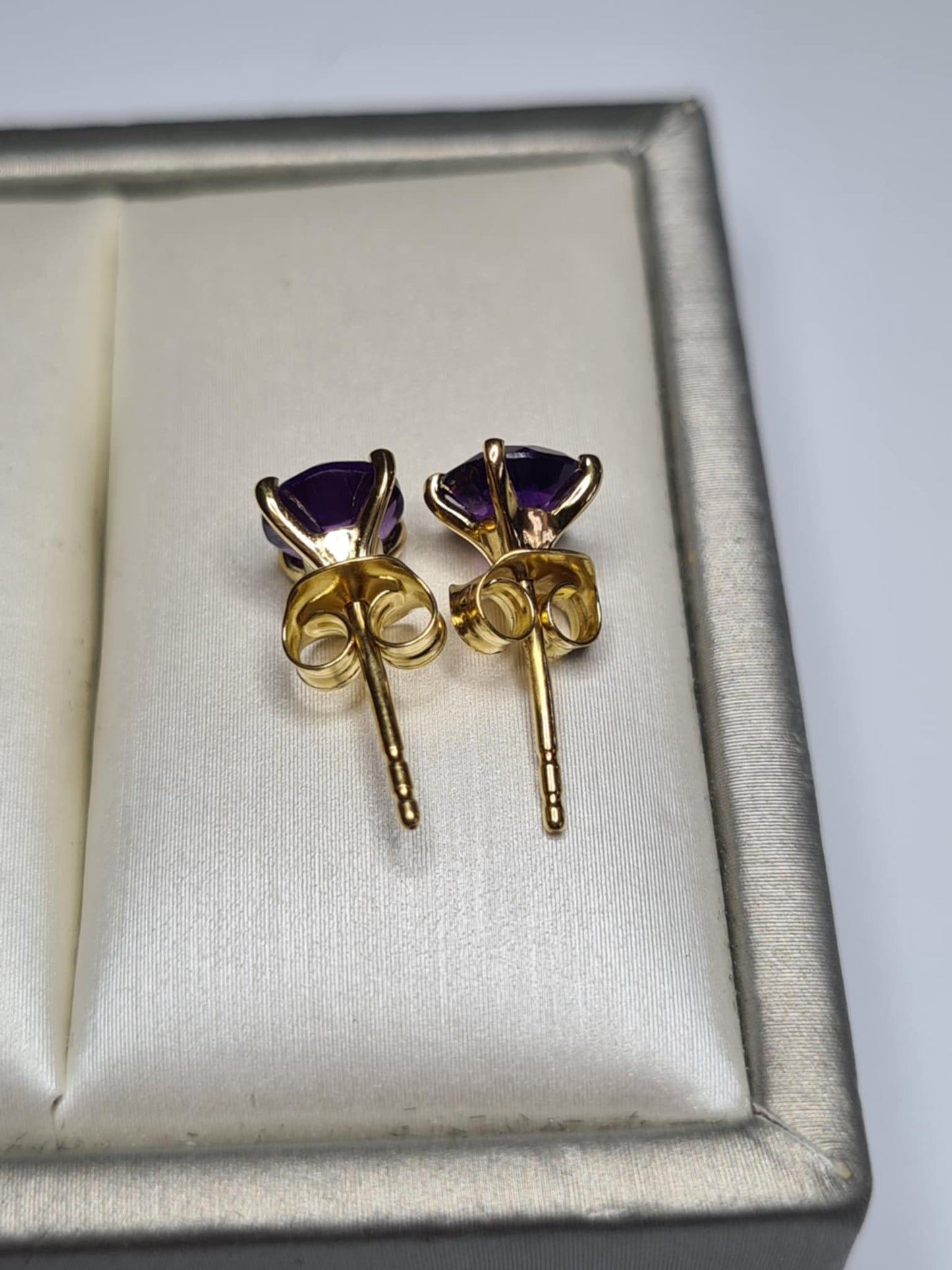 AAA 1.50ct African Amethyst Solitaire Stud Earring in 18K Gold Overlay 925 Sterling Silver