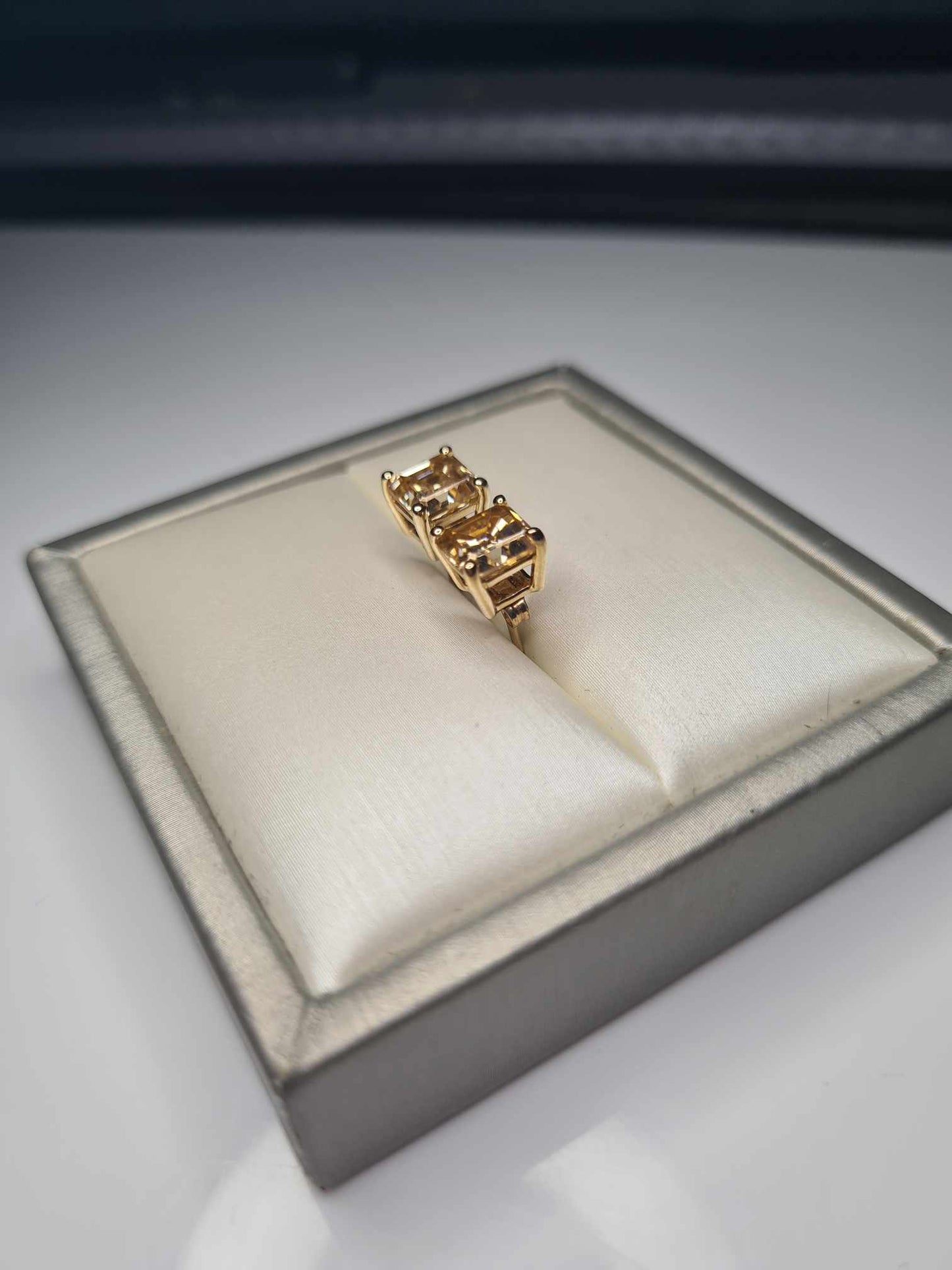 2.50ct 9K Yellow Gold Champagne Moissanite Princess Cut Solitaire Stud Earrings