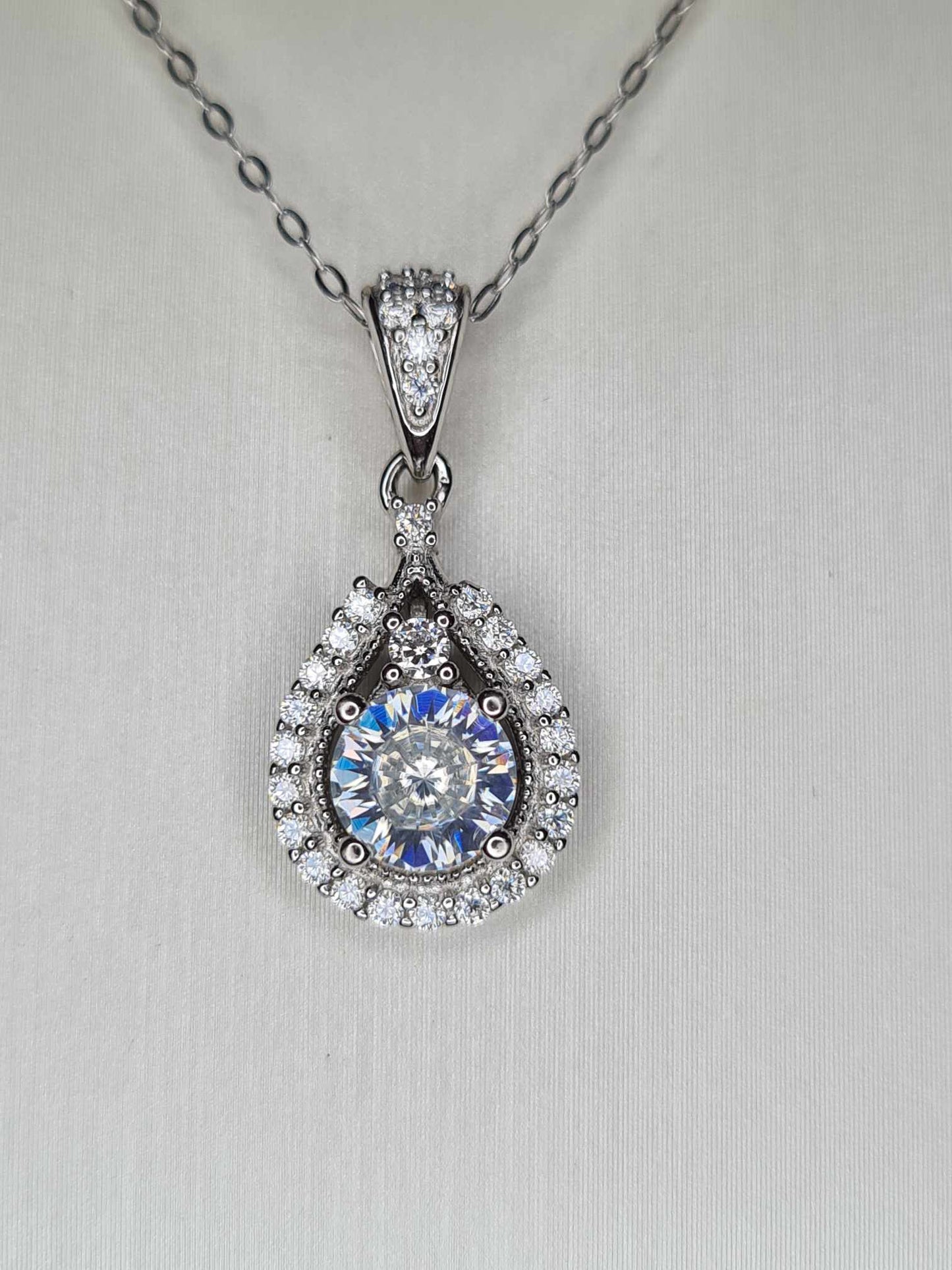 1.08ct Moissanite Necklace in Rhodium Overlay 925 Sterling Silver