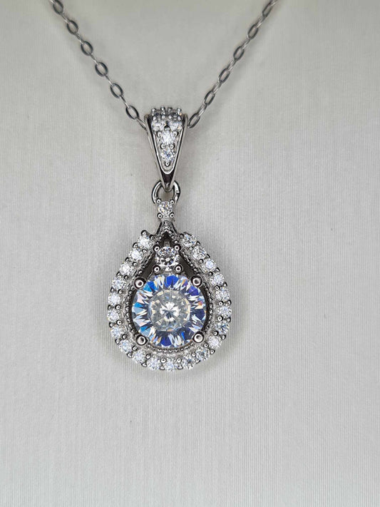 1.08ct Moissanite Necklace in Rhodium Overlay 925 Sterling Silver