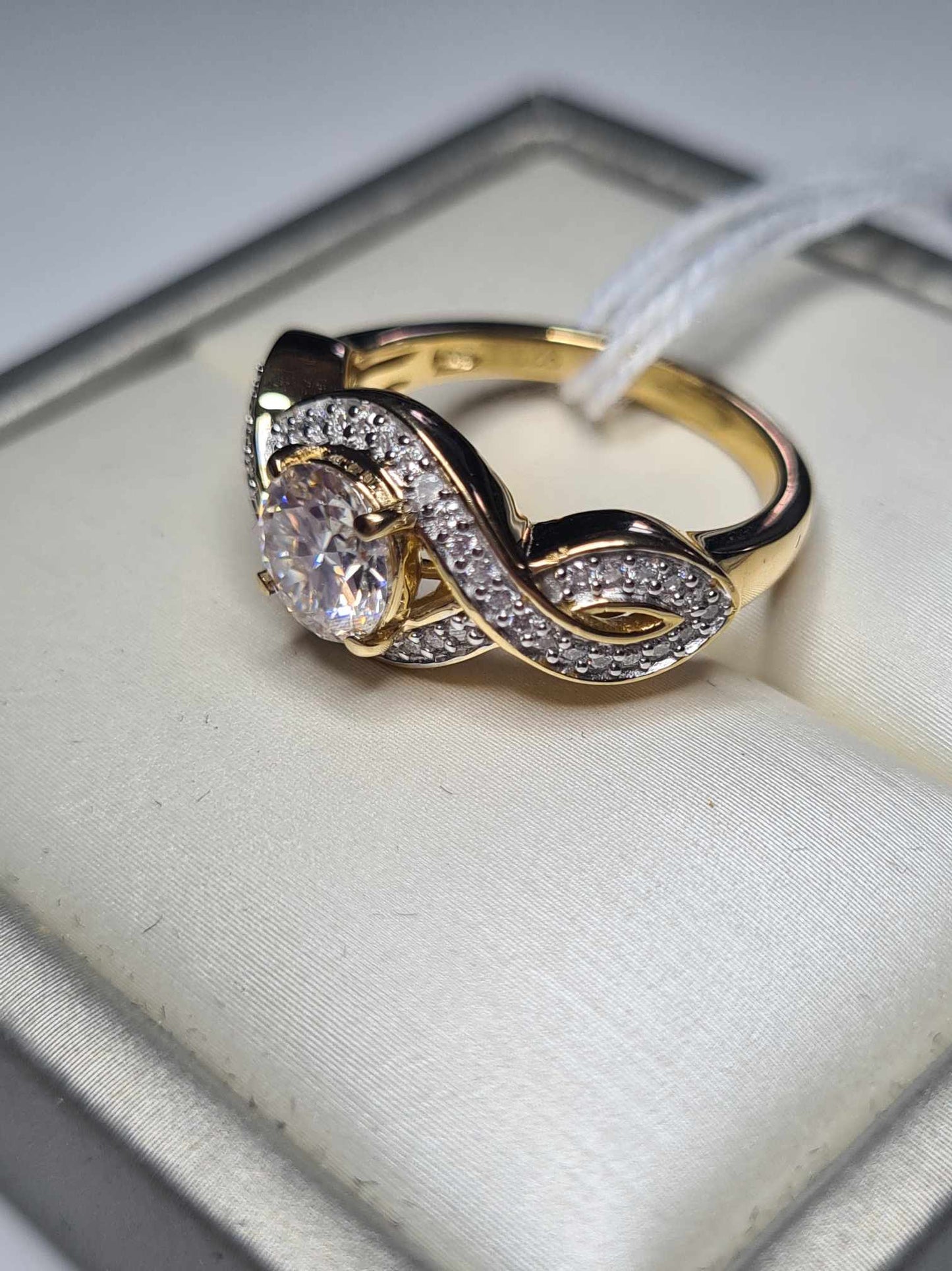 1.30 Ct Moissanite Infinity Ring in 18K Gold Overlay 925 Sterling Silver SIZE L