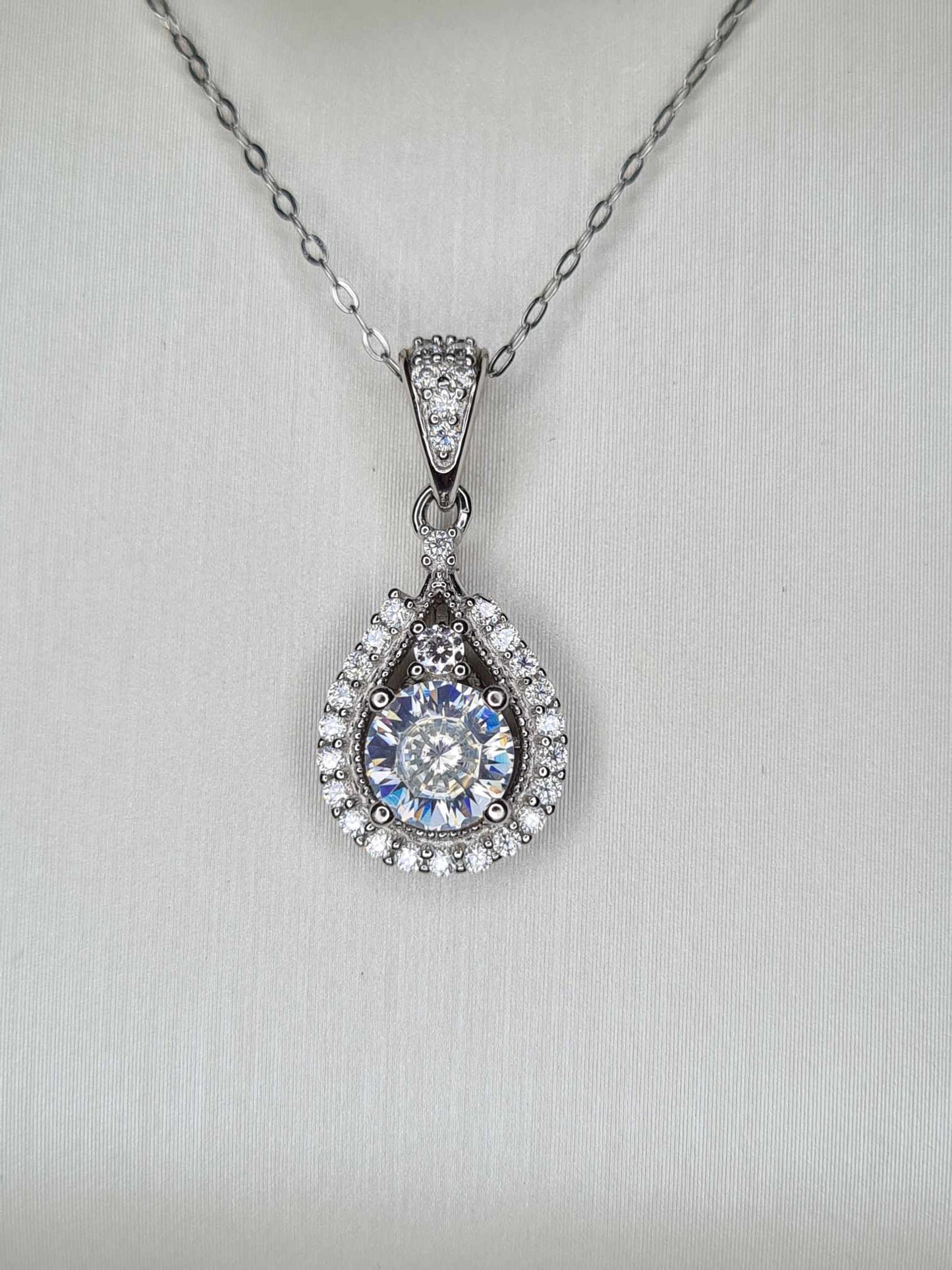 1.08ct Moissanite Necklace in Rhodium Overlay 925 Sterling Silver